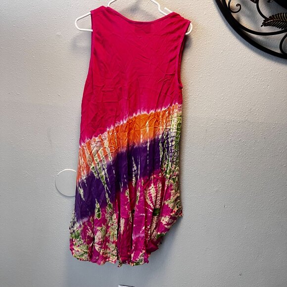 Mamta Women's Boho Tie-Dye Sleeveless Dress Hand Embroidered One Size - Picture 4 of 7